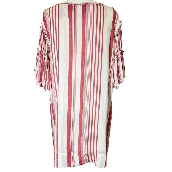 For The Republic Red & White Tassel‎ Striped Ruffle Bell Sleeves Dress Size S - Picture 2 of 11